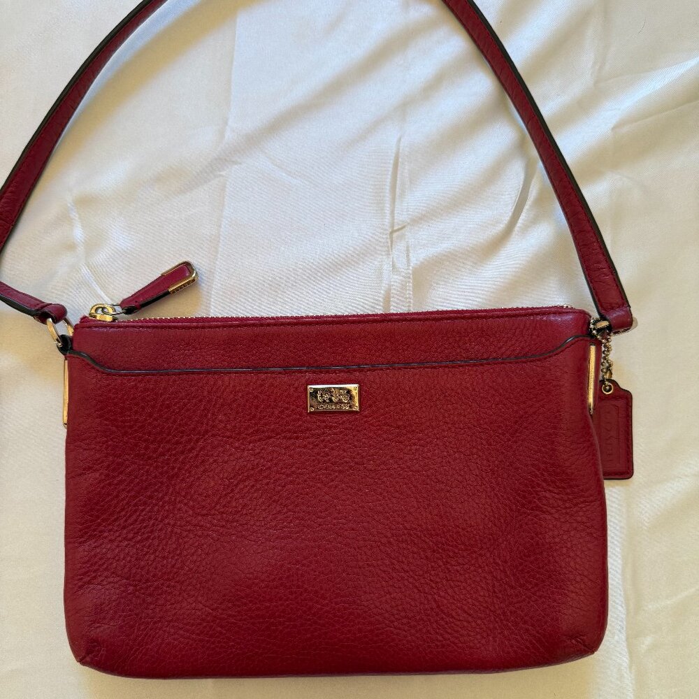 Coach Red Pebble Leather Crossbody Bag